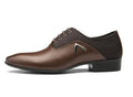 Men's Oxford shoes in artificial PU leather with rubber sole, showing black, brown and yellow colour options