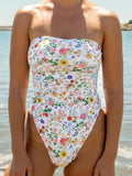 Women's one-piece bikini swimsuit sleeveless polyester lining printed European American style