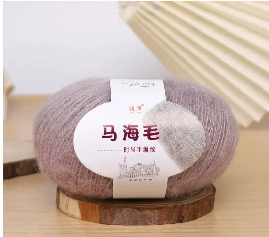 Hand-woven mohair wool ball for DIY scarf knitting projects in multiple colour options