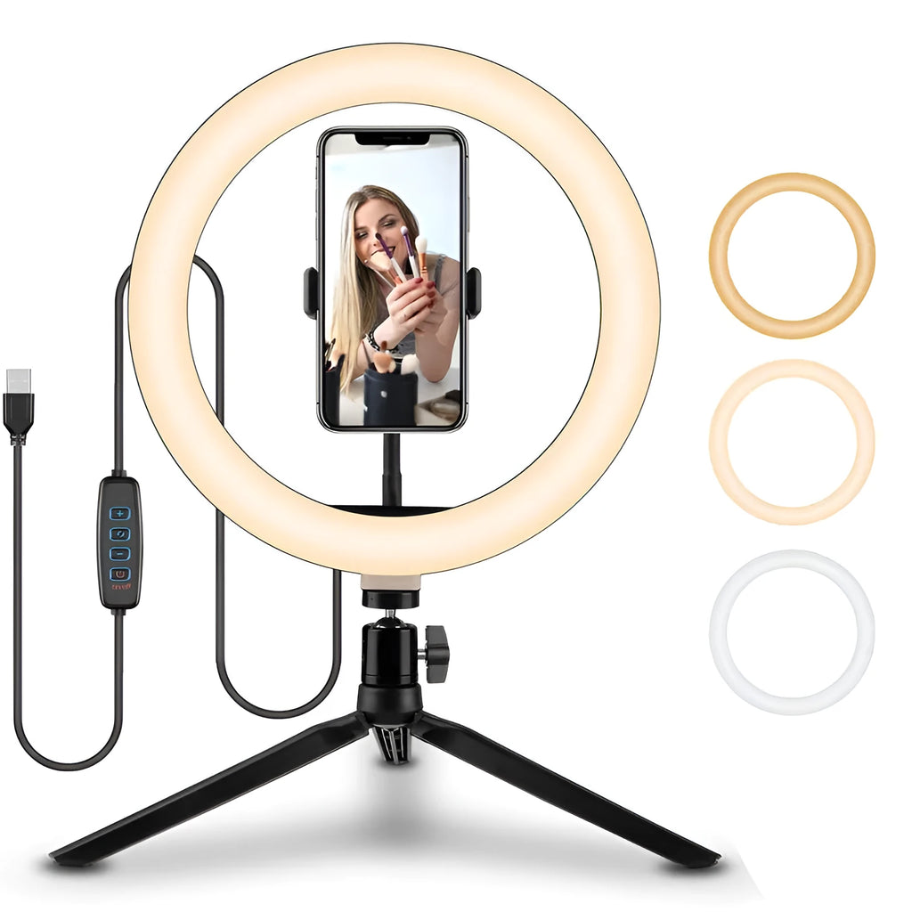 10-inch ring selfie light with metal bracket for smartphone photography
