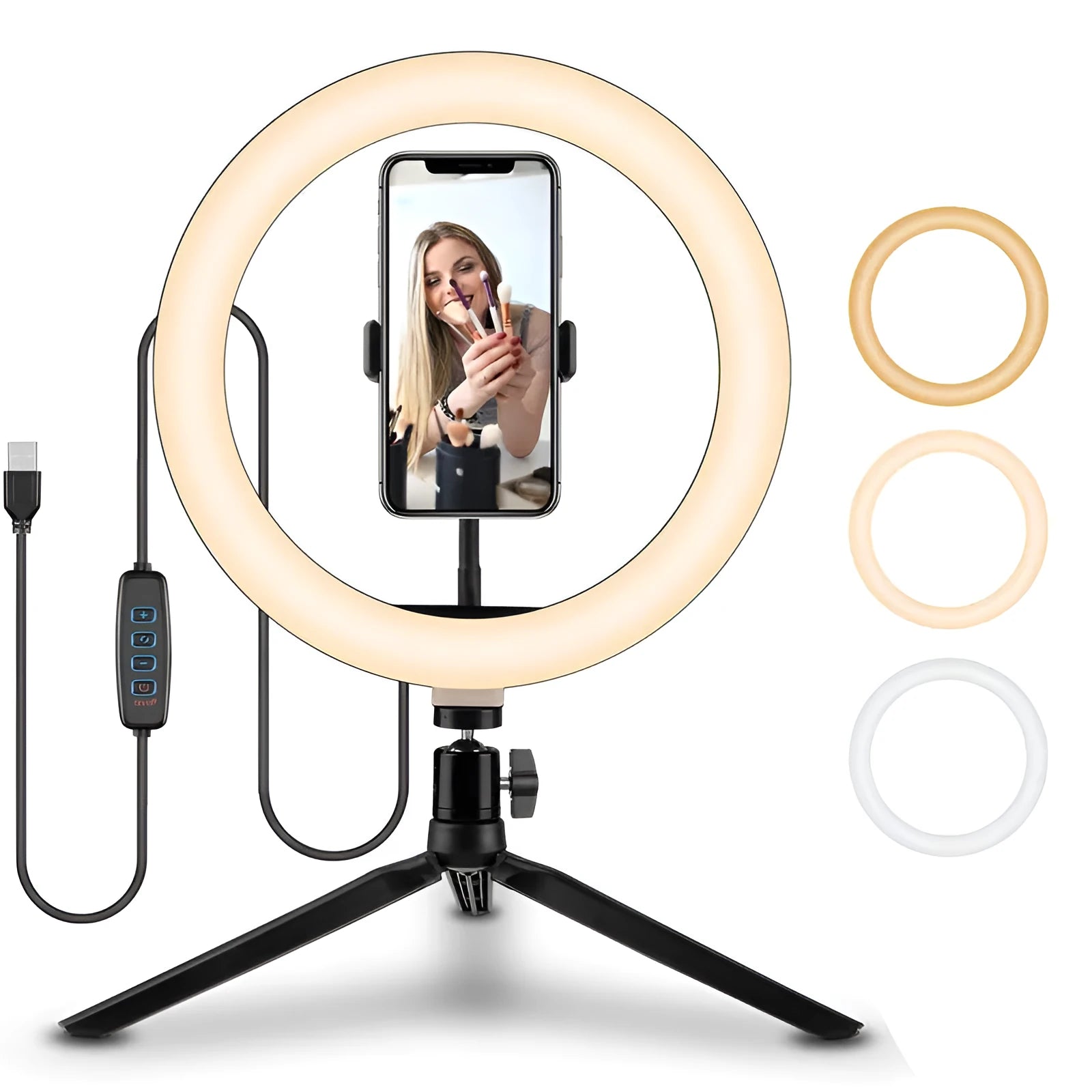 10-inch ring selfie light with metal bracket for smartphone photography