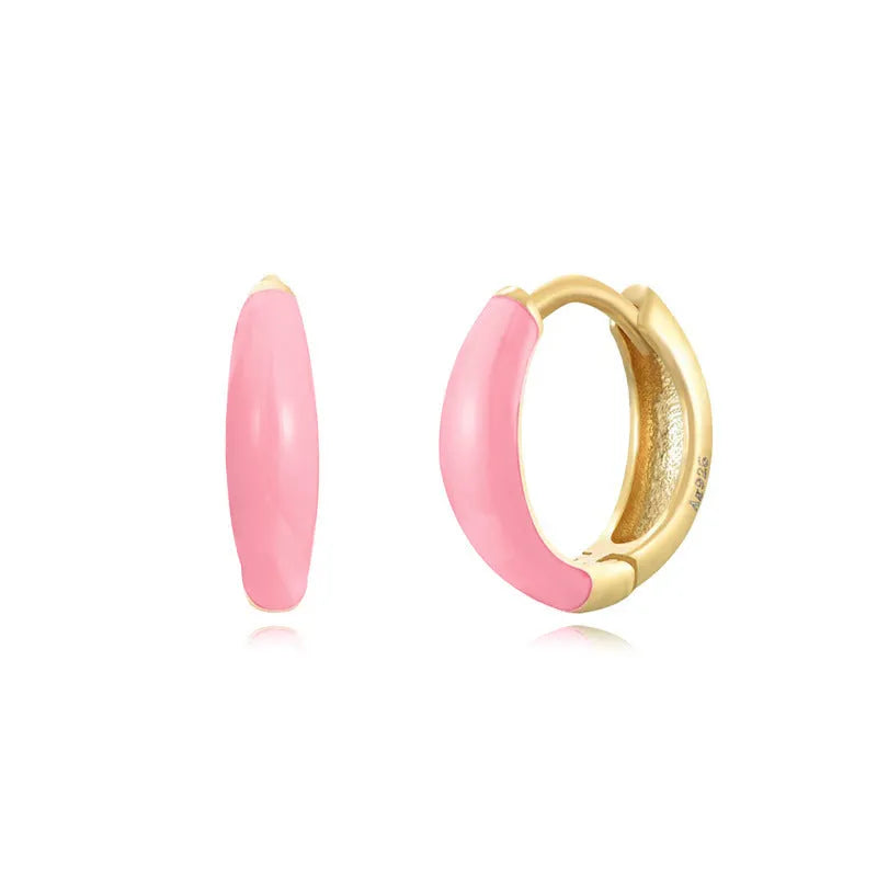 Geometric U-shaped epoxy oval earrings in a choice of seven colours on a silver needle copper base.