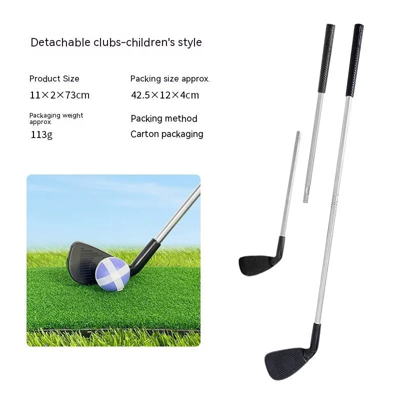 Parent-child metal golf club set showing adult and children's versions for outdoor sports practice