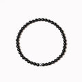 Geometric agate bracelet with mixed 4mm stones including obsidian, blue San, and black agate varieties