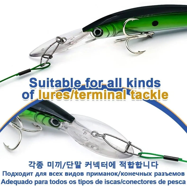 54cm steel wire fishing accessories with double buckle pin in green, black or red colours