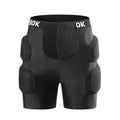 Black protective spandex trousers with integrated hip pads for skating and skateboard fall protection.
