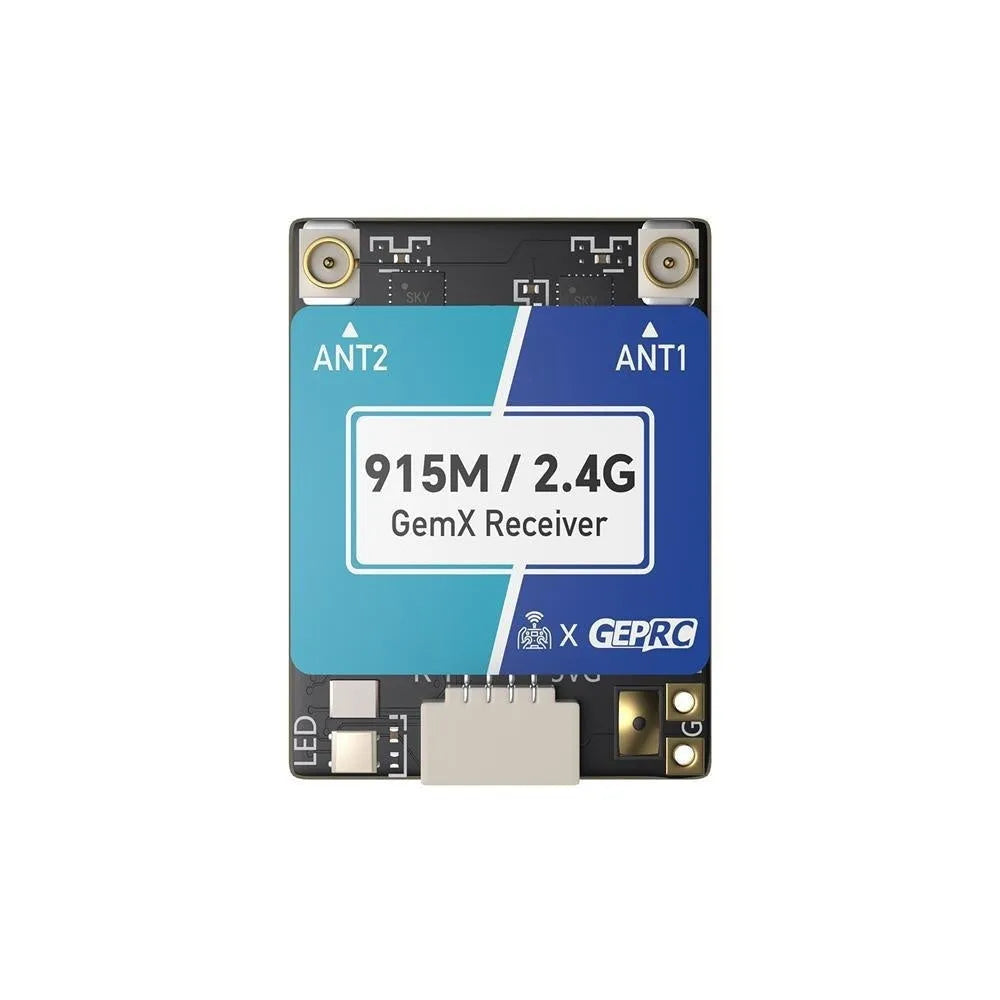 ELRS915M/2.4G dual-frequency FPV receiver module with two T-shaped antennas and installation accessories