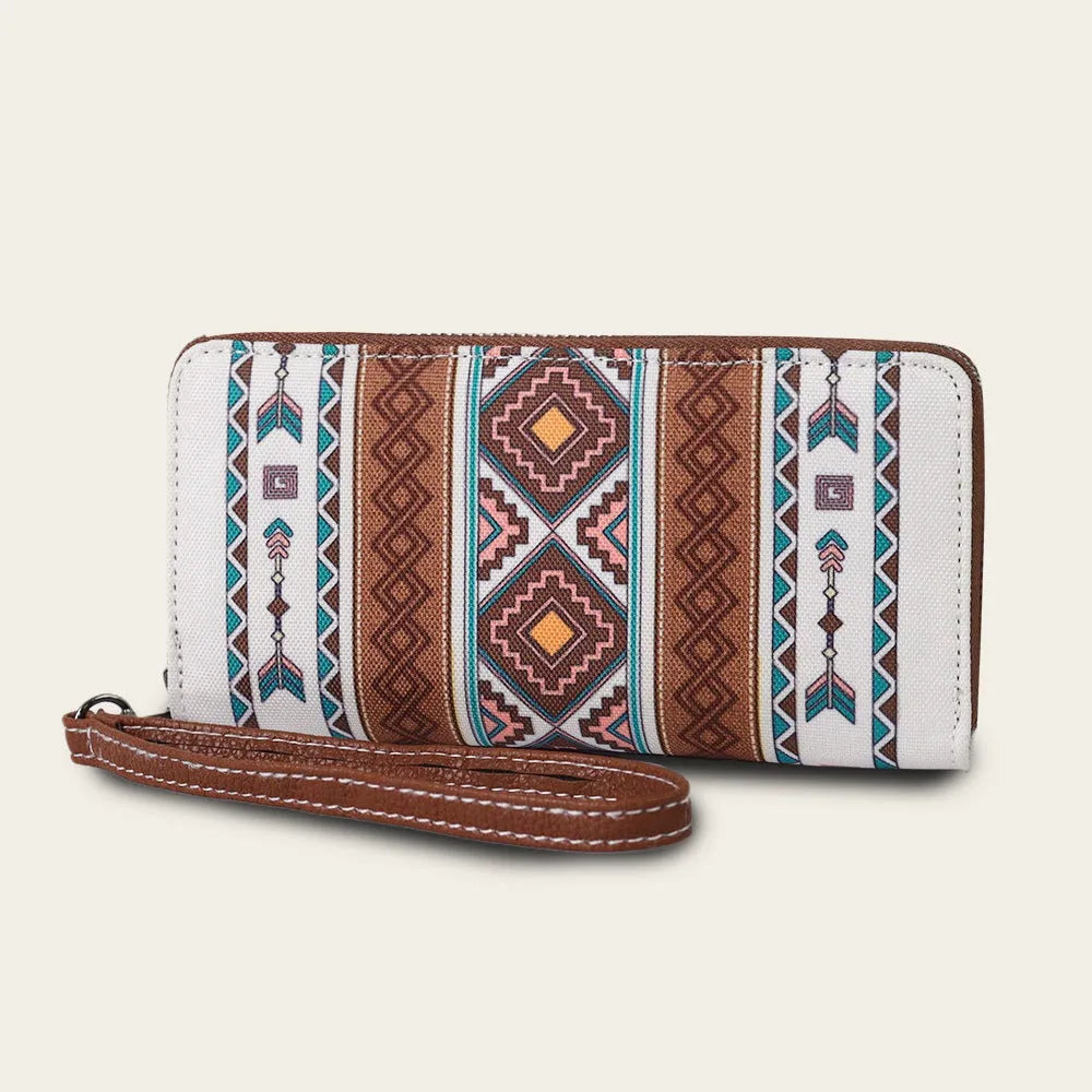 Bohemian stripe canvas RFID-blocking wallet in multiple colours with anti-theft protection