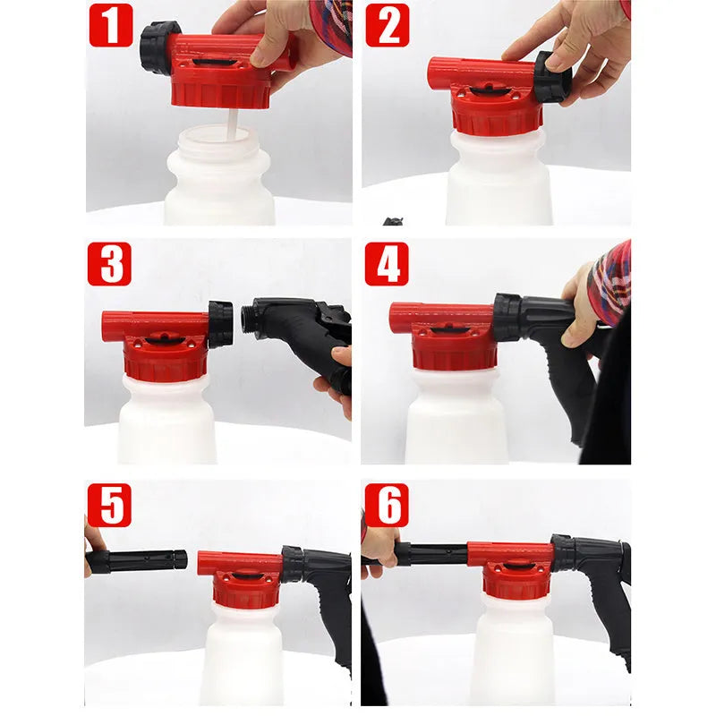 Foam pot high pressure water gun for garden use with adjustable 4-8 kg pressure spray
