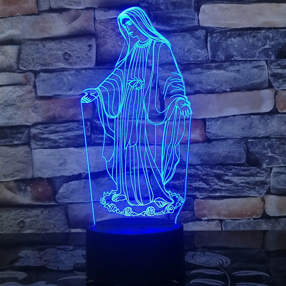 3D LED night light showing laser engraved acrylic plate with dual-ring pattern on ABS base with touch controls