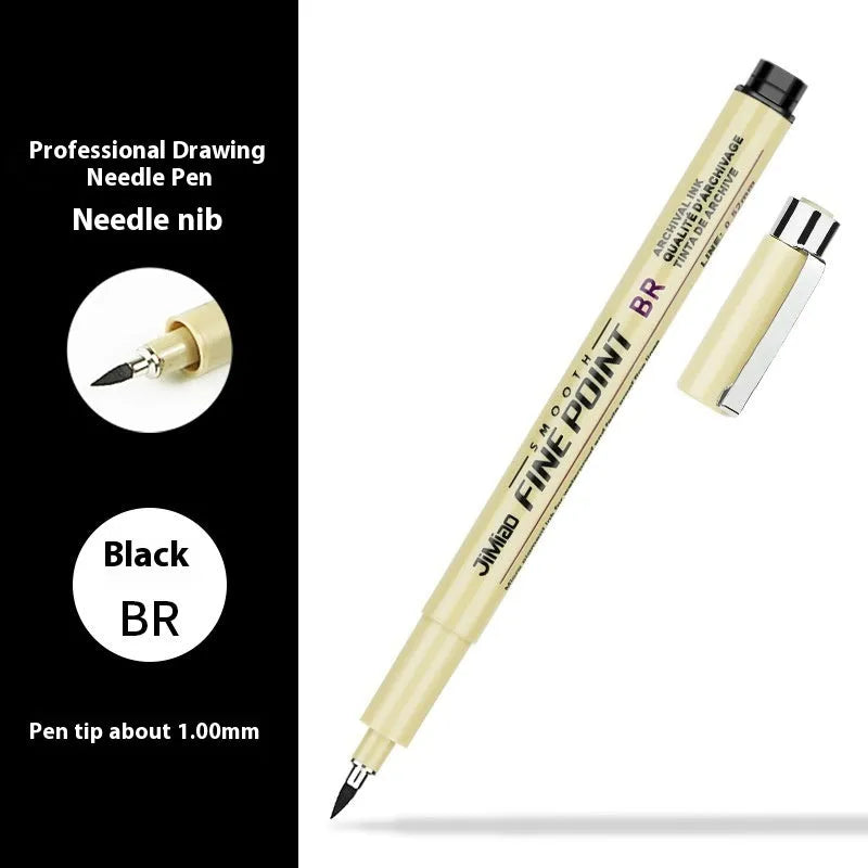 Waterproof needle pen with hook line art cartoon design on 133mm plastic body