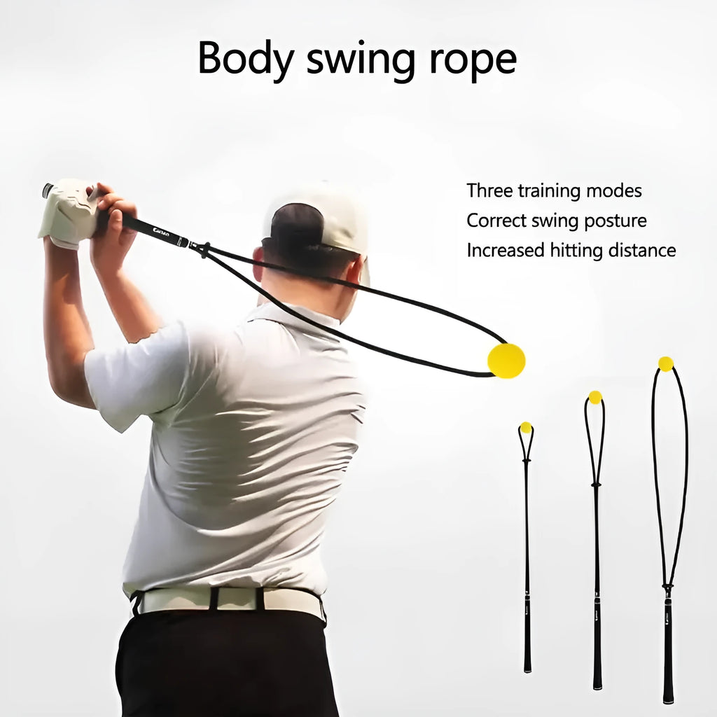 Black silicone elastic golf swing training rope for swing path correction practice