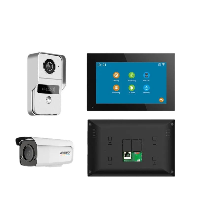10-inch video intercom doorbell system with outdoor camera unit and colour display