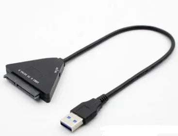 Black USB 3.0 to SATA 7+15 pin hard drive adapter cable with separate power supply line