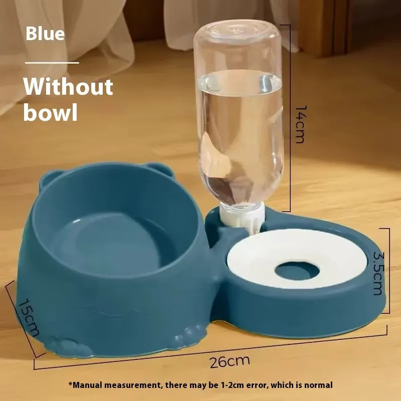 Double bowl automatic drinking pet basin plastic cat feeder ceramic water dispenser haze blue