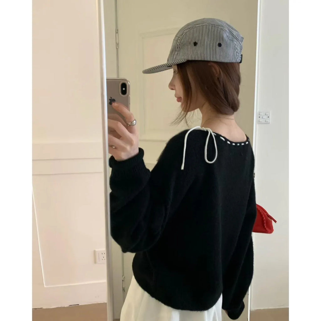 Women's loose-fit pullover in grey or black regenerated cellulose fibre knitwear