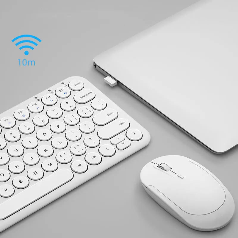 Ultra-thin wireless keyboard and mouse set in black, white or pink with keyboard film