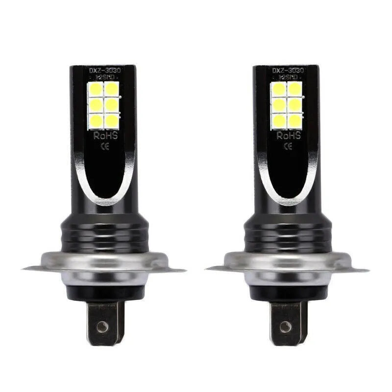 White H7 LED fog light bulb with 12 SMD LEDs for car headlight replacement