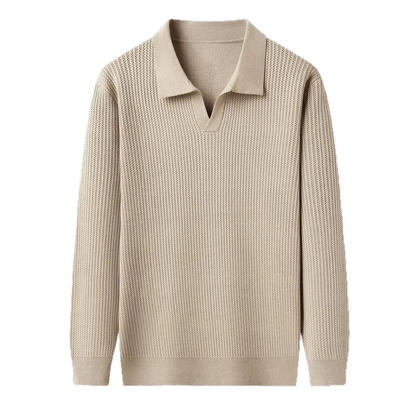 Men's loose fit casual pullover sweater in green, black, camel, or brown colours