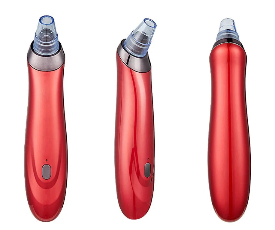 Electric blackhead remover device with five nozzle attachments in choice of colours