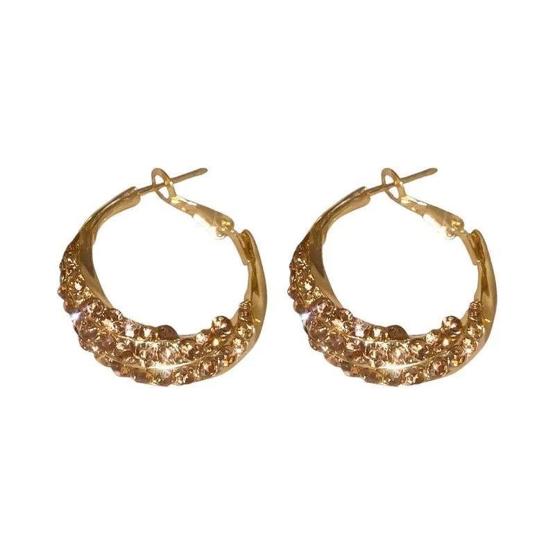 Alloy Hoop Earrings with Electroplated Finish Geometric Shape F247-A Large Hoop Earrings for Women Delicate Personality Ornament Statement Jewellery Pair