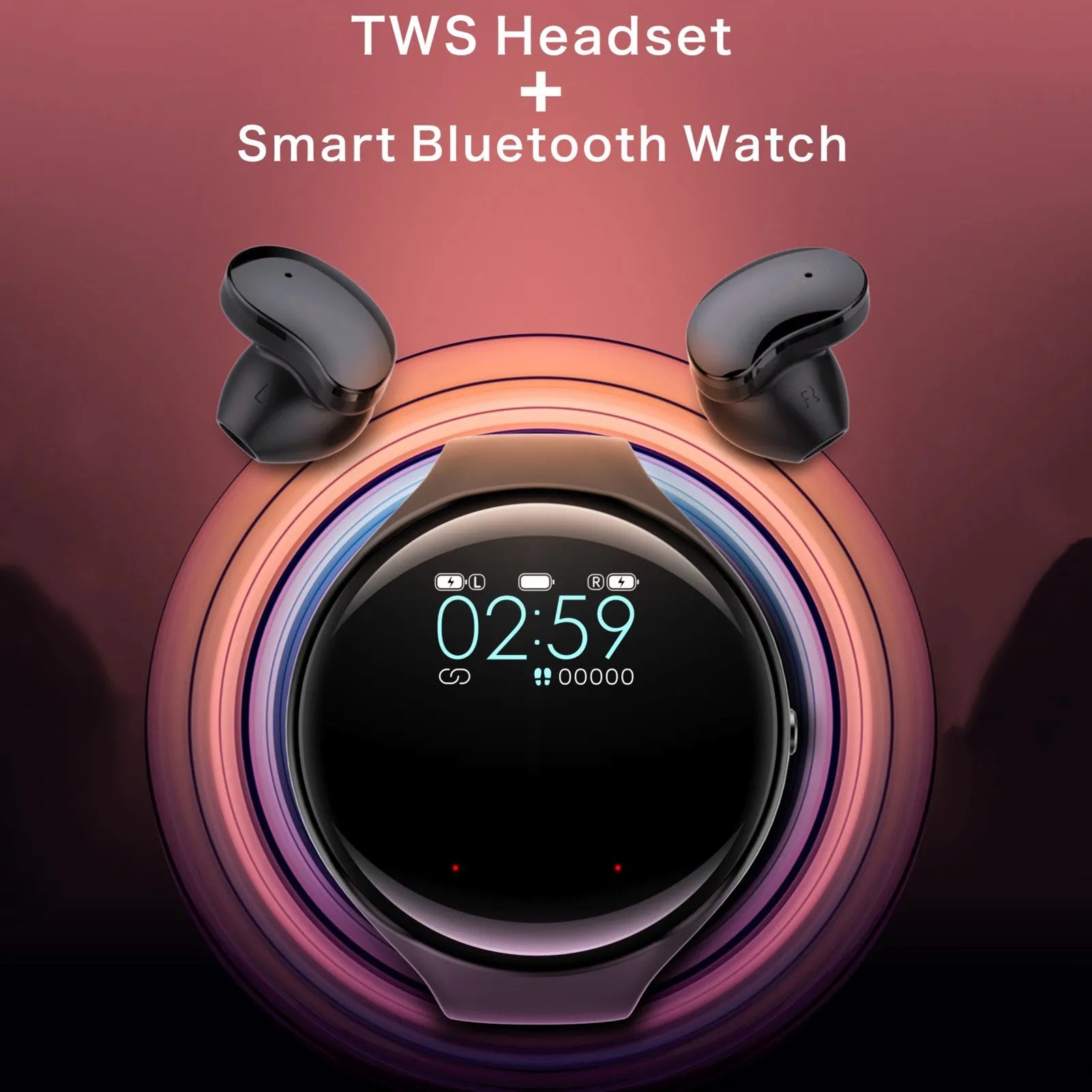 Black detachable Bluetooth earbud and smart fitness bracelet combo on a wrist.