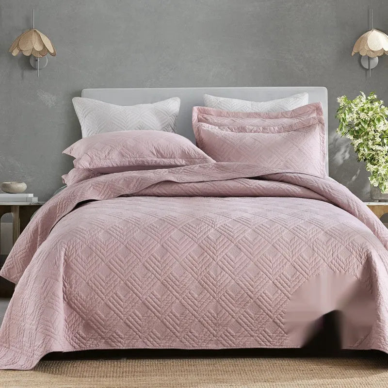 Pure cotton bed cover set showing damask pattern option with bed sheet, duvet cover and pillowcases