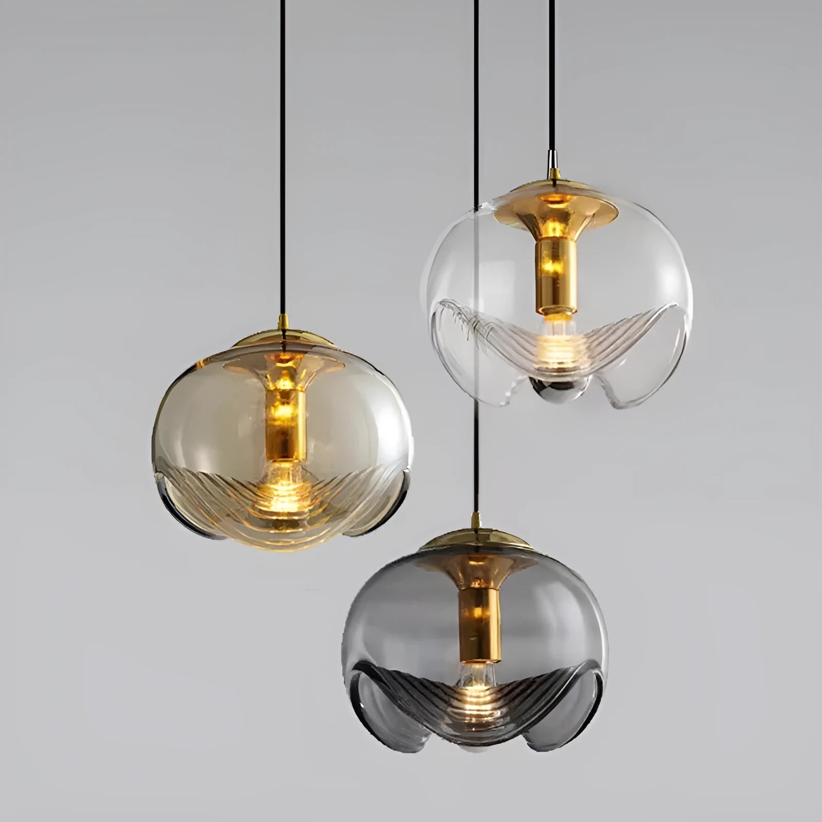 Modern minimalist glass bedside chandelier lamp with a 250mm size.