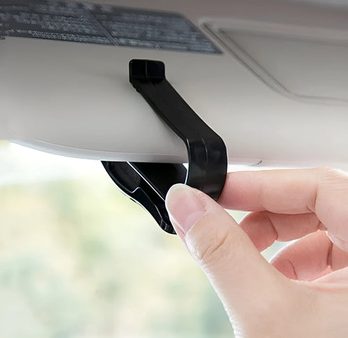 Black plastic car sunshade clip for holding glasses, tickets and ID cards