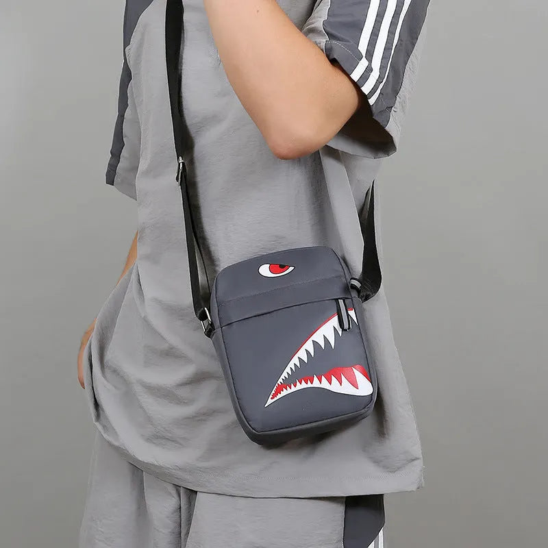 Men's small casual crossbody bag in Oxford cloth with animal print patterns