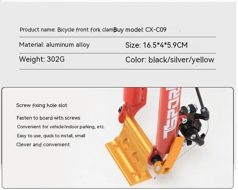 Silver metal bicycle front fork quick release fixing clip for transport and SUV modification