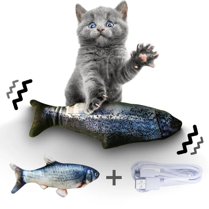 USB rechargeable electric jumping fish cat toy without catnip, 30cm multicolour electronic pet toy