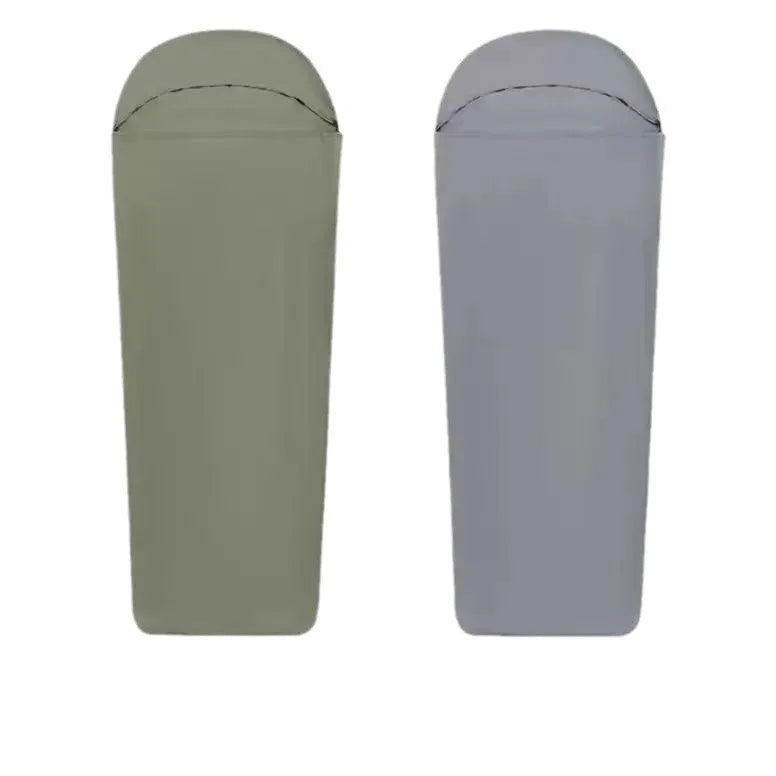 Blue mummy-style nylon camping sleeping bag for adults measuring 210x80x60cm