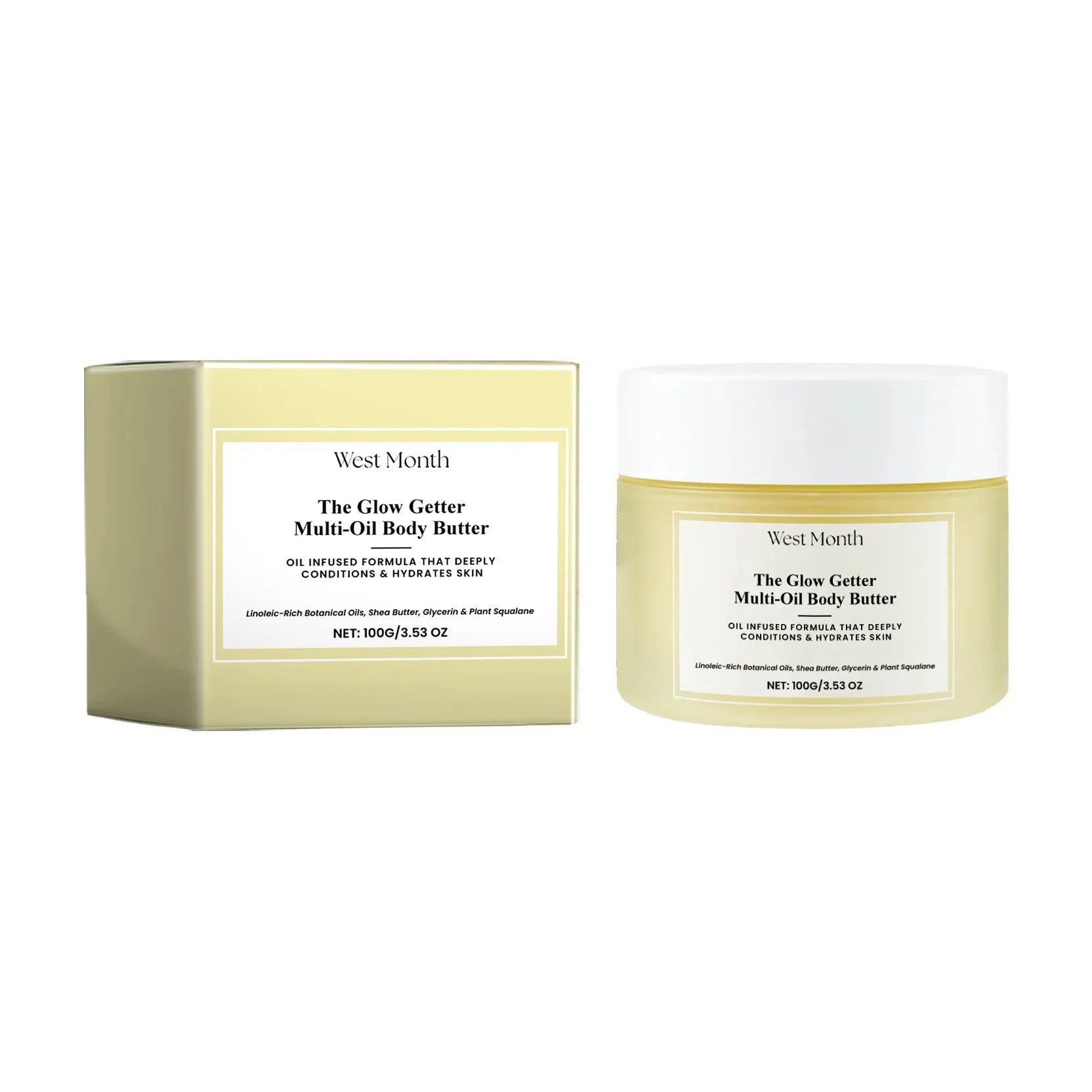 Body care kit with skincare oil bottle and moisturising cream jar for skin massage