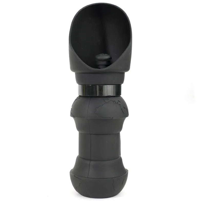 Silicone pet folding water cup collapsed and open, showing 350ml and 550ml size options in various colours