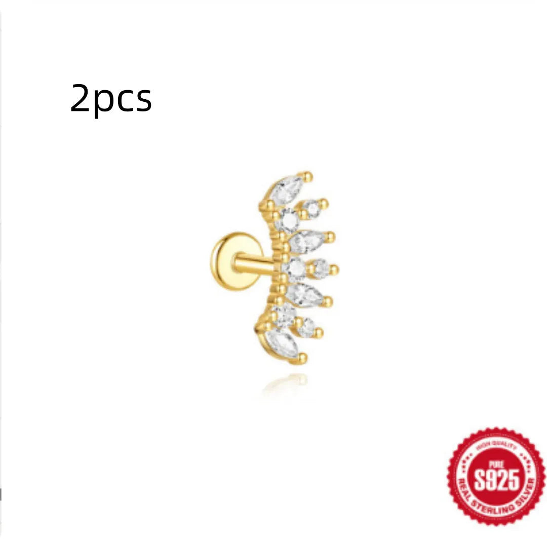S925 sterling silver water drop earrings with a flat spiral design in a gold electroplated finish.