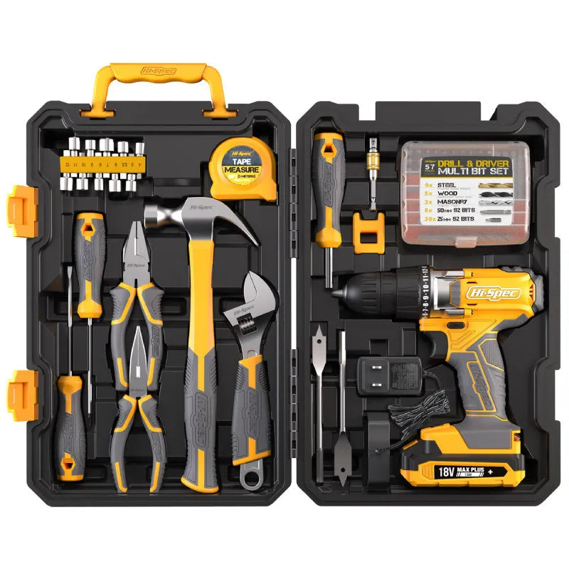 82-piece chrome-vanadium steel tool combo set for furniture installation in grey-yellow colour