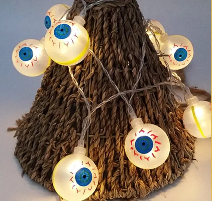 Halloween LED string lights with pumpkin, bat, and ghost lanterns on a 1.2 metre string