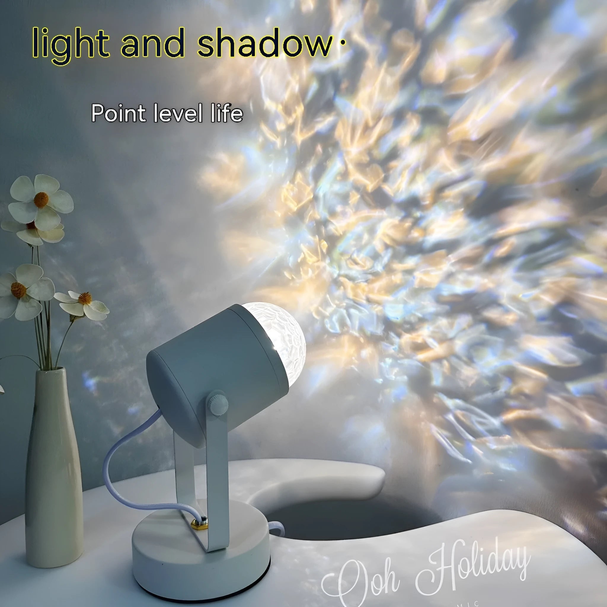 Dynamic water ripple ambience table lamp with light projection effects