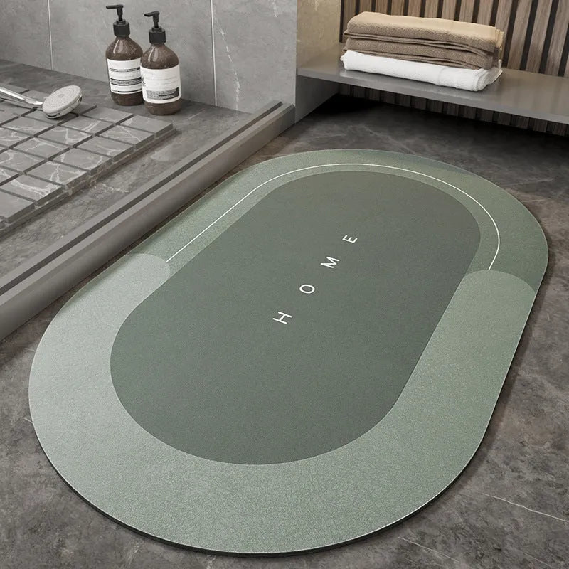 Blended fabric bathroom floor mat in oval and rectangular shapes with Baikal colour options