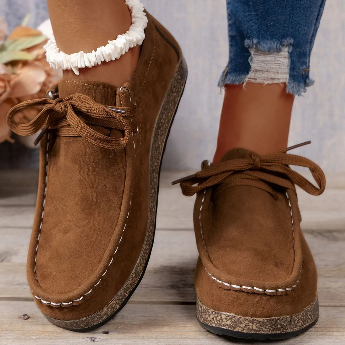 Plus size women's flat slip-on casual shoes with elastic band in five colours