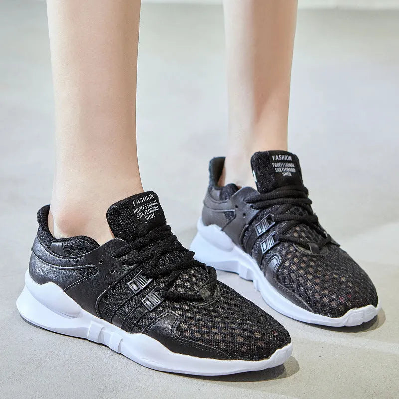Casual low-top sneaker with mesh upper and hollow breathable design for summer wear
