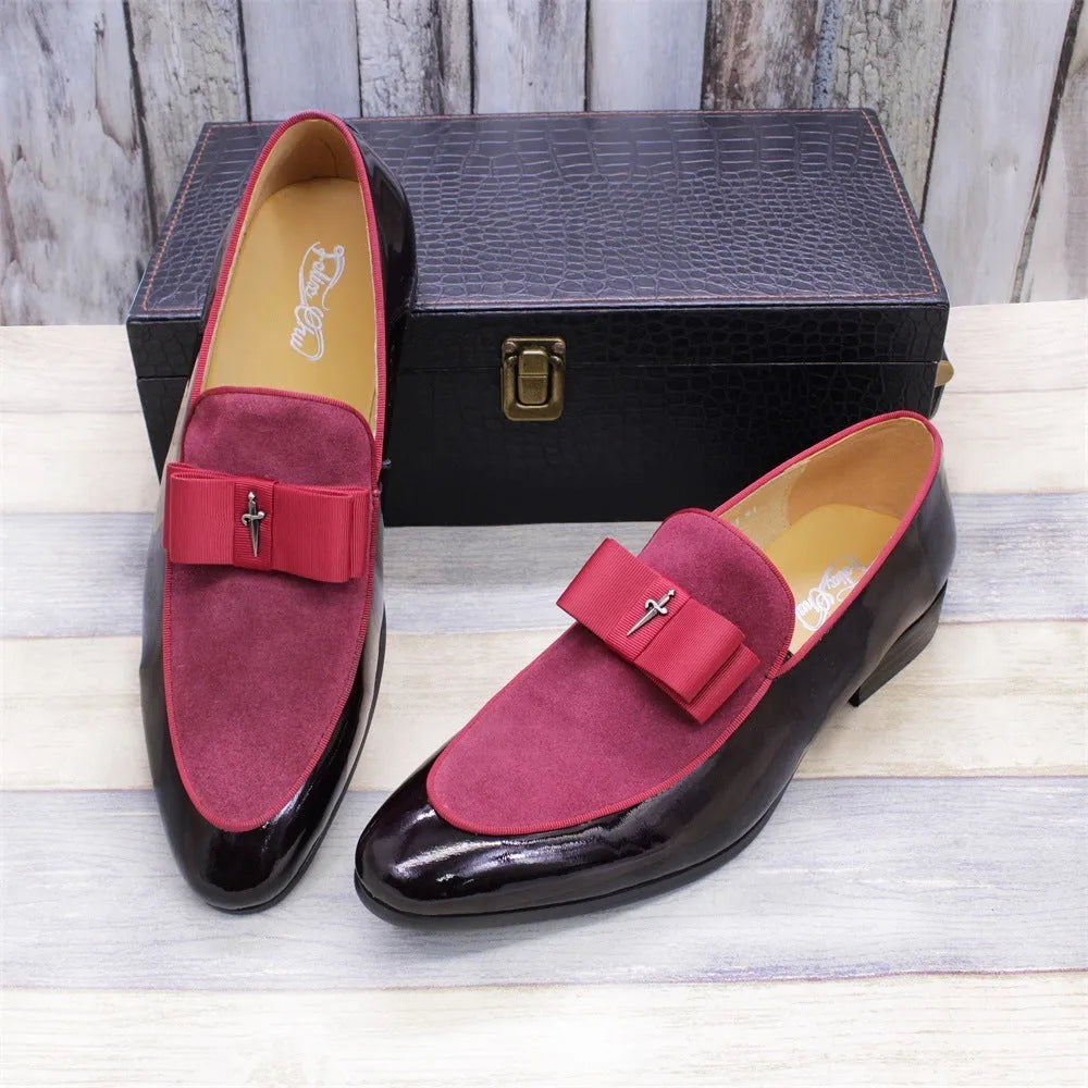 Men's matte patent leather shoes with tassel detail in European style