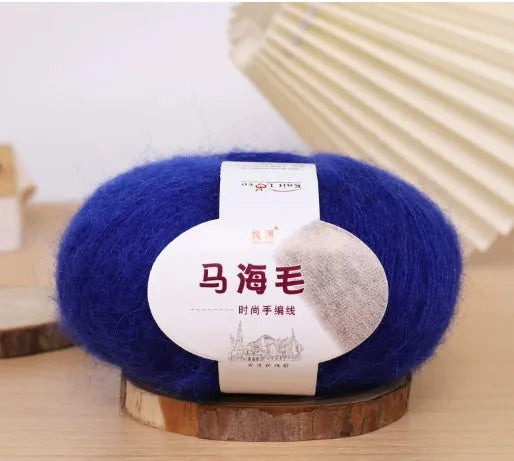 Hand-woven mohair wool ball for DIY scarf knitting projects in multiple colour options