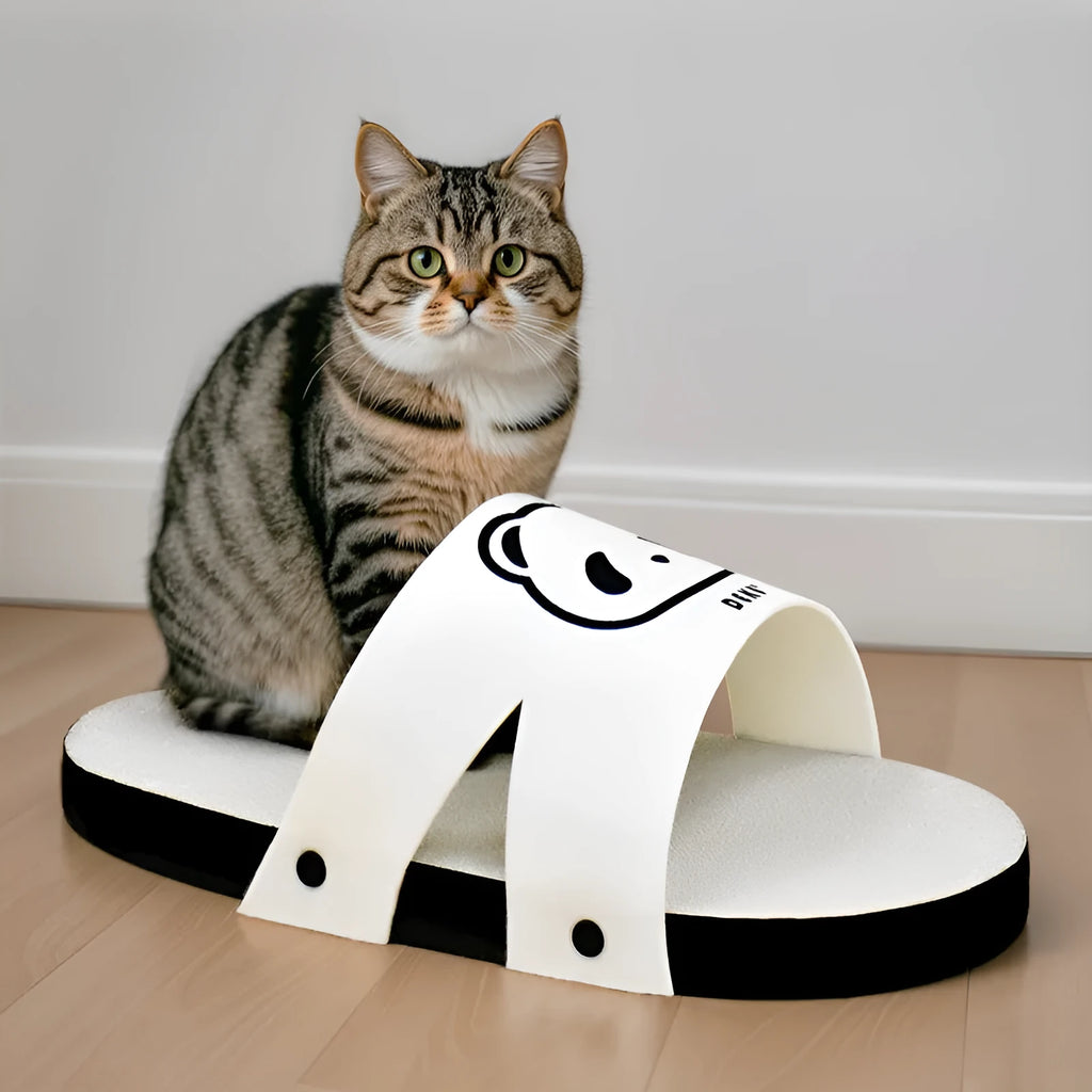White slipper style corrugated paper cat scratch board pet toy