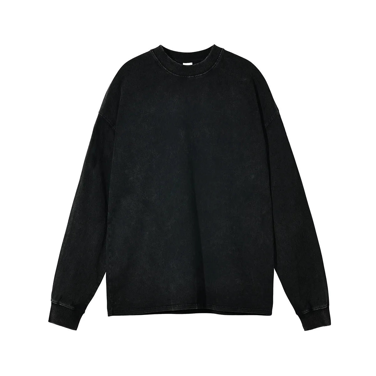 Men's vintage washed cotton batik pullover in loose fit with long sleeves