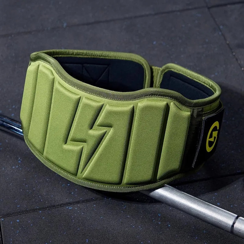 Abdominal training belt with lumbar support for weightlifting exercises in multiple colour options