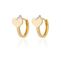 Heart shaped zircon stud earrings with 18K gold plating and stainless steel construction