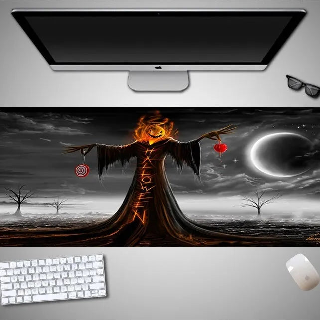 Oversized Halloween-themed gaming mouse pad with non-slip rubber base