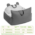 Removable washable dog car kennel in beige colour, shown in a vehicle boot with size dimensions labelled.